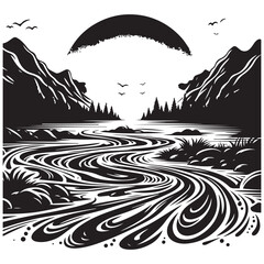 River Silhouette Vector Art, Icons, and Graphics