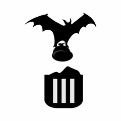 illustration of an animal throwing rubbish in a trash can