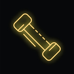 Yellow neon sign illustrating an adjustable dumbbell, ideal for sports and fitness related designs