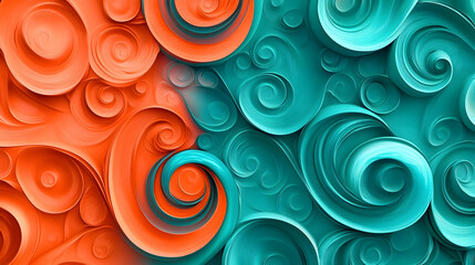 Social media graphics background showcasing abstract swirls in refreshing teal and bright coral, perfect for engaging online content and posts