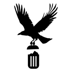 Fototapeta premium illustration of an animal throwing rubbish in a trash can