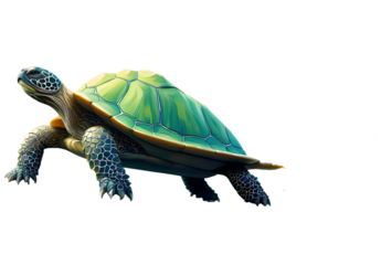 side  view of  green turtle isolated on transparent background