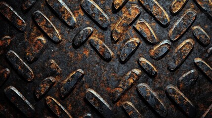 Dark, grunge metal texture with rust spots, rough surface, industrial feel