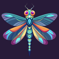 Vibrant and intricate illustration of a dragonfly, capturing its delicate wings and striking colors. This colorful design would add a touch of whimsy and nature to any project.