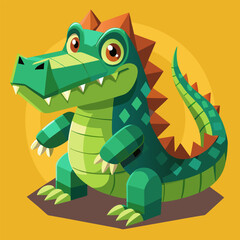 A cute cartoon alligator with a toothy grin, perfect for children's books, illustrations, and designs. This friendly reptile is sure to bring a smile to your face.