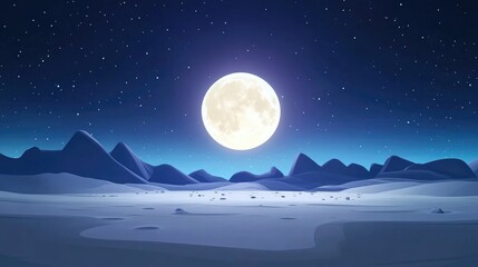 Majestic full moon illuminating a clear night sky creating a tranquil atmosphere