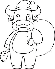 Bull Christmas Santa Claus Animal Vector Graphic Art Illustration