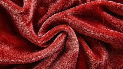 Cozy red blanket on white background, perfect for winter warmth.