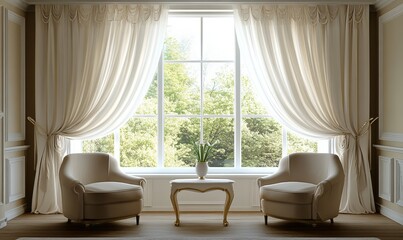 Elegant drapes adorn chic living room window