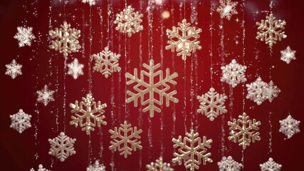Winter background seamless gold snowflakes on a red background, perfect for holiday cards, seasonal greetings, and winter holiday projects