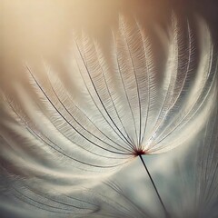 Delicate Macro of a Dandelion Seed Head in Soft Light