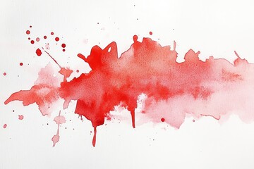 Abstract Red Watercolor Splotch on White Background