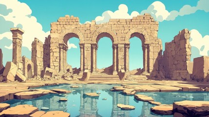 Weathered remains of an ancient church showcasing crumbling stonework and intricate carvings evoking a sense of history and reflection