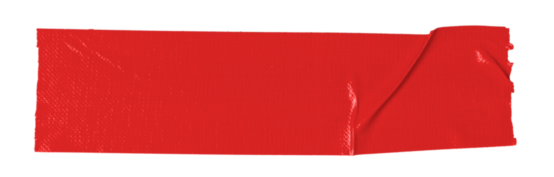 Red adhesive sticky tapes isolated cutouts in transparent background.