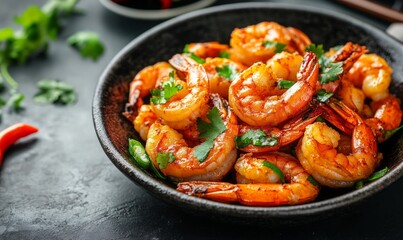 Fried Shrimp with Mustard Spicy and Delicious Chinese Cuisine