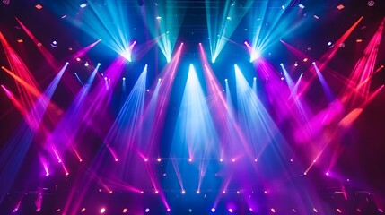 Colorful Stage Lights Illuminate Concert Atmosphere