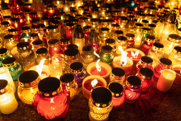 colorful candlelight jars illuminating the night