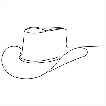 recommend clip art: Single line continuous drawing of cowboy hat simple cowboy hat line art vector illustration