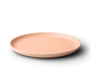 Empty plate with a soft, watercolor-inspired design, captured in close-up with warm, gentle lighting, perfect for promoting delicate, artistic cuisine, Photorealistic