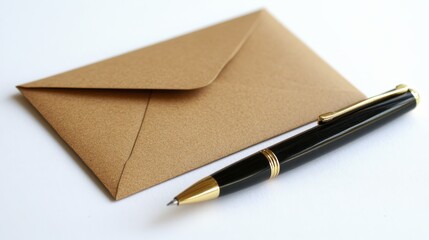 Blank Note Card with Pen on Clean White Background