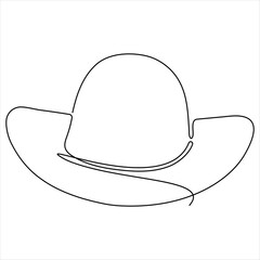 Single line continuous drawing of cowboy hat simple cowboy hat line art vector illustration