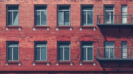 Naklejka premium brick facade wall background with small windows, 16:9