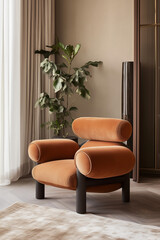modern living room interior with an armchair