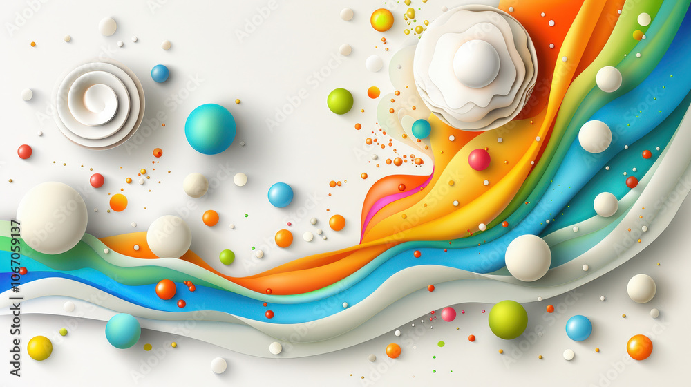 Aufkleber colorful abstract layout featuring rounded forms and flowing waves, creating vibrant and dynamic com
