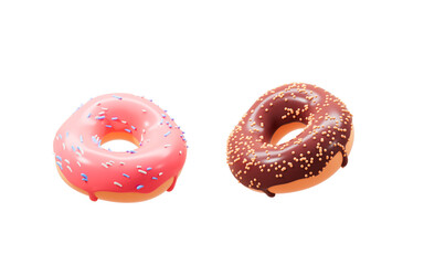 Cartoon doughnuts on white background, 3d rendering.