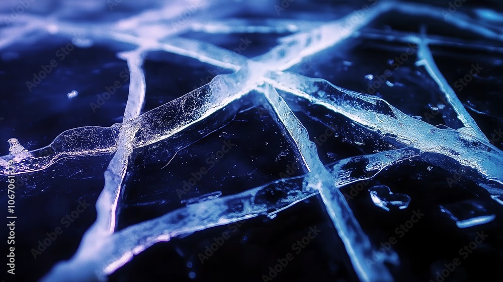 Wall mural Frozen Lake with Crystalline Ice Formations