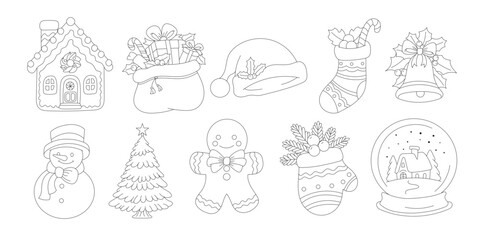 A Set of Christmas Doodle Illustration