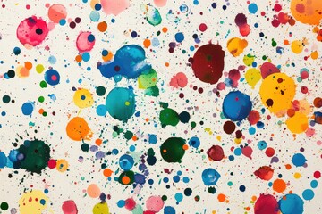 Abstract Watercolor Paint Splatters on White Background