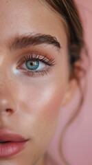 Close-up of a Woman's Eye with Lush Eyelashes