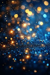 Naklejka premium Sparkling blue and gold glitter creating festive, luxurious background.