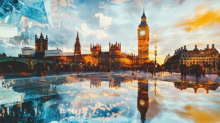 Vibrant Reflection of London with Big Ben at Dusk