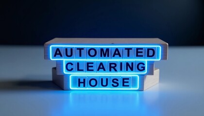 Illuminated Automated Clearing House Text on Block Letters  
