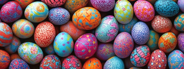 Fototapeta premium A vibrant assortment of colorful eggs.