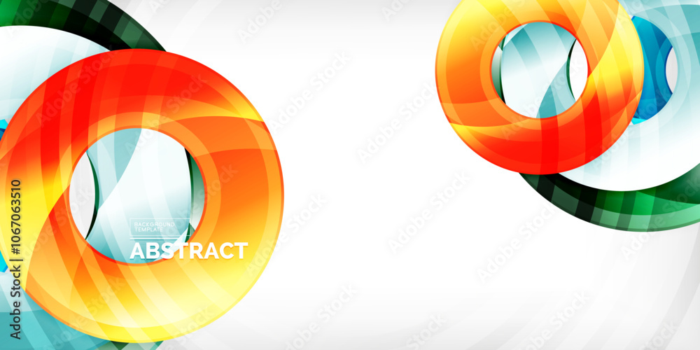 Poster bright colorful circles with light effects. abstract background