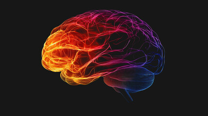 Obraz premium Glowing Abstract Brain with Colorful Lights