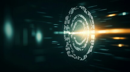 Futuristic digital interface with circular data patterns.