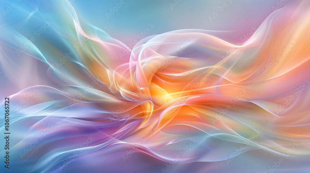 Poster dynamic rounded shapes in bright and modern abstract composition create sense of fluidity and moveme