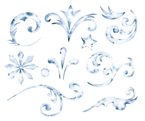 Watercolor frosty pattern are hand-drawn