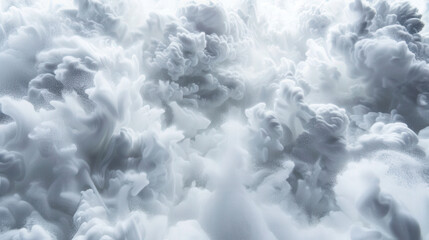 Fluffy white clouds create mesmerizing and ethereal atmosphere, evoking sense of tranquility and wonder. intricate patterns and textures invite viewers to explore beauty of natures formations