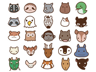 Obraz premium 手描きの動物の顔セット２