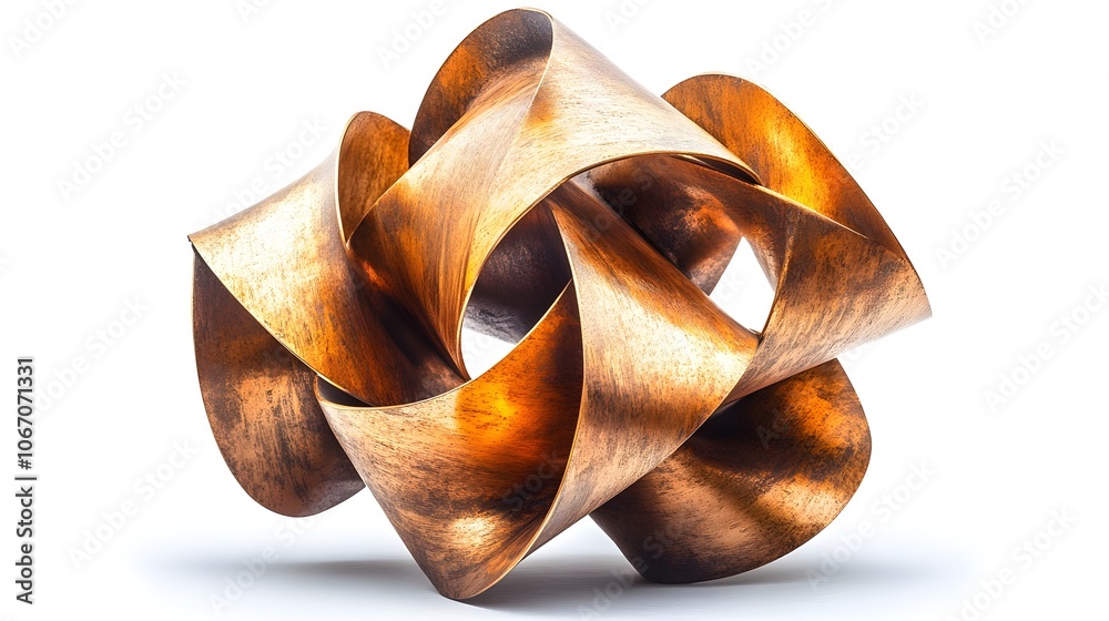 Fototapete captivating metallic swirl abstract sculpture composition with dynamic flowing shapes and patterns i