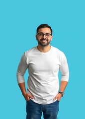 Fototapeta premium man smiling happy blank background