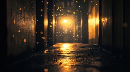 Mysterious Hallway with Glimmering Dust Particles