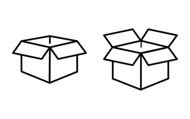 Open box icon set. Box icon set in line style. package shipping box delivery parcel. export boxes, cargo box, gift box, vector illustration.