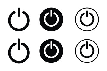 On off power button. Switch on switch off icon set.  On off vector circle symbol. Press start button sign isolated on white background.