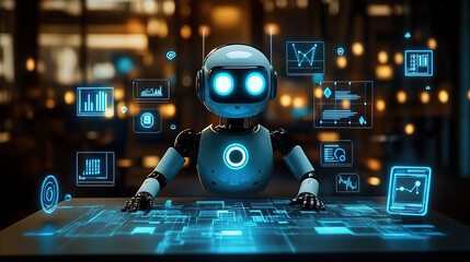 Future technology robots work in digital office scenarios

